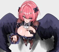 remielle_dan, zenless_zone_zero, black_bow, black_dress, black_shrug