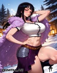 nico_robin, one_piece, zenithai, arm_behind_head, bangs