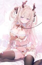 christmas, original, ame_usari, 1girl, blonde_hair