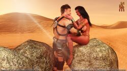 dejah_thoris, a_princess_of_mars, john_carter_of_mars, 1boy1girl, barefoot