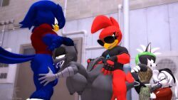 alisa_(juicyducksfm), chuck_(mrfrenchyjackal), fan_character, sarah_the_crow, thunder_(juicyducksfm)