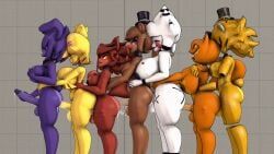 bonfie, bonfie_(cryptia), bonfie_(cryptiacurves), bonnie_(fnaf), chica_(fnaf)