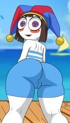 pomni_(beach_outfit), pomni_(the_amazing_digital_circus), glitch_productions, philelmago, ass_focus