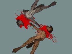 killbeat_(artist), 2girls, abs, anthro, anthro_death