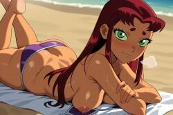 teen_titans, 1girl, :3, ass, barefoot