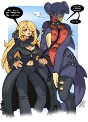 cynthia_(pokemon), female_garchomp, garchomp, pokemon_(species), pokémon_(species)