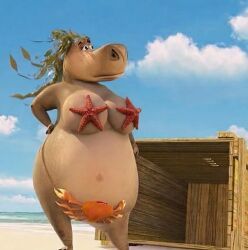 gloria_the_hippopotamus, madagascar_(film), madagascar_(series), 1girls, belly