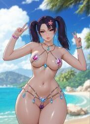 original_character, rgomez007, 1girls, armpit_crease, beach