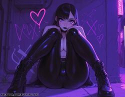 violet_parr, ecchipeachi, 1girls, alley, beauty_mark
