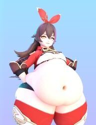 amber_(genshin_impact), genshin_impact, zazkinkart, 1female, belly