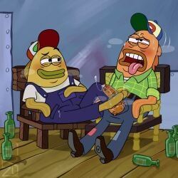 floyd_(spongebob_squarepants), lloyd_(spongebob_squarepants), spongebob_squarepants, harzu, anthro