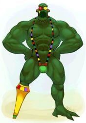 bara, buff, colored_mankini, green_body, green_mankini