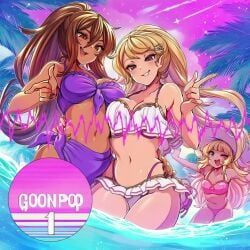 nolumel, 3girls, bikini, exhibitionism, free_use