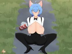 lyla_(nephewly), nephewly, anthro, blue_hair, bodily_fluids