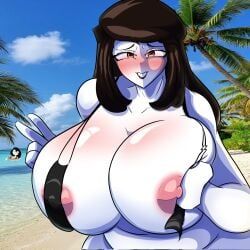 veronica's_mother_(saltynoodles), veronica_(saltynoodles), saltynoodles, beach, big_breasts