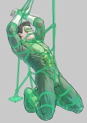 green_lantern, kyle_rayner, blush, bondage, clothed