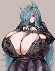 mei's_mother_(2b213), 2b213, 1girl, bags_under_eyes, big_boobs