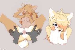 rsswoof, blue_eyes, canid, canine, covering_face