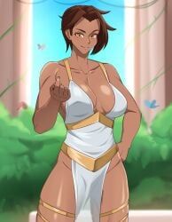 oc, hocen, brown_hair, come_hither, dark-skinned_female