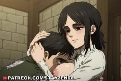 pieck_finger, shingeki_no_kyojin, 1boy, 1girl, between_breasts