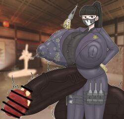 azami_(rainbow_six), rainbow_six_siege, 1futa, areolae, balls