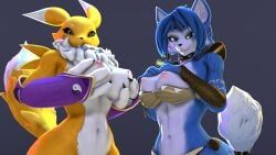 digimon_(species), krystal_(star_fox), renamon, bandai_namco, digimon