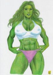 she-hulk, marvel_cinematic_universe, taveiras, 1girls, abs