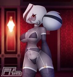 carmilla_carmine, hazbin_hotel, fkimnsfw, 1girls, armwear