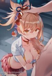 yoimiya_(genshin_impact), genshin_impact, cocomiyart, 1boy, 1girl