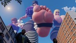 hallie_(thekid), thekid, 3girls, fishnets, foot_fetish