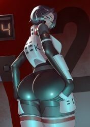 kolibri_(signalis), signalis, 1girls, ass_focus, black_hair