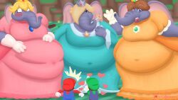 elephant_daisy, elephant_peach, elephant_rosalina, luigi, mario