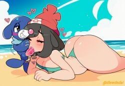popplio, selene_(pokemon), pokemon, dlewdedai, 1boy