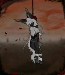 5_fingers, anthro, asphyxiation, bandage, bandaged_leg