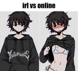 1boy, before_and_after, blush, blushing, blushing_male