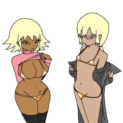 math_teacher_(lowgradef), the_librarian_(lowgradef), lowgradef_(copyright), 2girls, alternate_skin_color