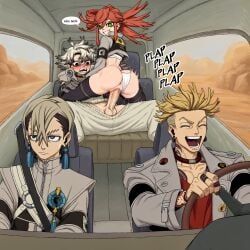 enjin_(gachiakuta), riyou_reaper, rudo_surebrec, zanka_nijiku, gachiakuta