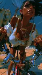 bike, bouncing_breasts, breasts, futuristic
