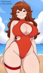 girlfriend_(friday_night_funkin), friday_night_funkin, piperloverr21, 1girl, beach