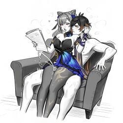 keqing_(genshin_impact), keqing_(opulent_splendor)_(genshin_impact), zhongli_(genshin_impact), genshin_impact, 1boy