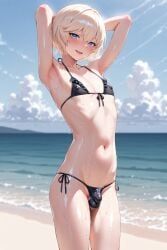 homare_nao, taimanin_(series), taimanin_rpgx, arms_up, beach