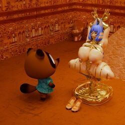 ankha_(animal_crossing), animal_crossing, barton_(artist), 1girl, ball_gag
