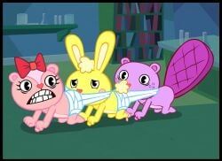 cuddles_(htf), giggles_(htf), toothy_(htf), happy_tree_friends, human_centipede