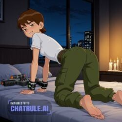 ben_tennyson, ben_10, 1boy, all_fours, barefoot