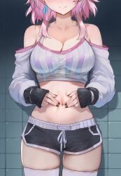 march_7th_(honkai:_star_rail), honkai:_star_rail, 1girls, belly, belly_button