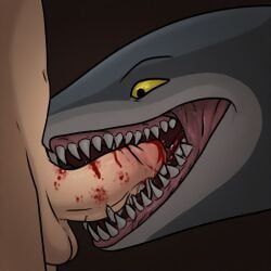 eating_penis, flaccid_penis, human, naked_male, ouch