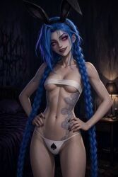 jinx_(league_of_legends), arcane, league_of_legends, bedroom, blue_hair
