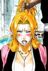 matsumoto_rangiku, bleach, mr._elmo, black_kimono, blonde_hair
