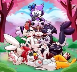 cherry_(felino), coral_(felino), fan_character, miyu_(felino), super_snowshoe_peter