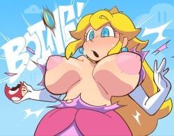 princess_peach, princess_peach_(starbomb), super_mushroom, mario_(series), nintendo